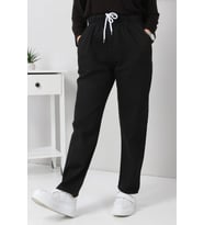 Beli Lastikli Boyfriend Kot Pantolon Siyah 5998