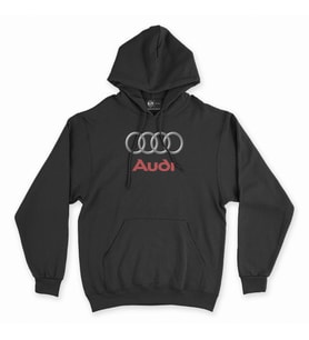 Audi Logolu Siyah Kapşonlu Sweatshirt Hoddie