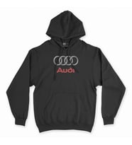 Audi Logolu Siyah Kapşonlu Sweatshirt Hoddie