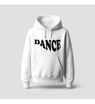 Dance Tasarım Baskılı Hoodie Sweatshirt (Beyaz)
