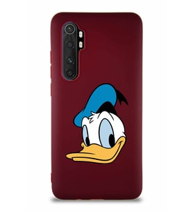 Xiaomi Mi Note 10 Lite Soft Premier Kapak Donald Duck-B Tasarımlı Silikon Kılıf - Mürdüm (Şeffaf)