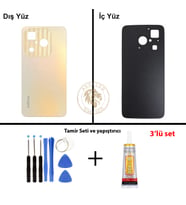 Infinix Hot 40İ Gold Uyumlu Arka Kapak + Yapıştırıcı ve Vida Seti Arka Cam Batarya Pil Kapağı