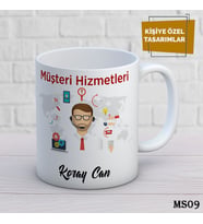 Kişiye Özel Meslek Temalı Kupa  İsimli & Fotoğraflı Premium Hediye Bardak Müşteri Hizmetleri