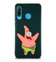 Huawei P30 Lite Soft Premier Kapak Patrick Yıldız Tasarımlı Silikon Kılıf - Yeşil (Şeffaf)