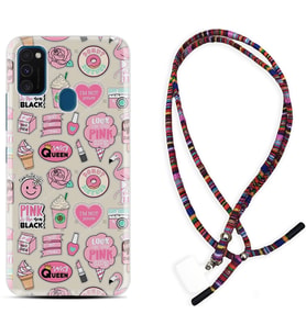 Samsung M21 M22 M23 M30 M31S M32 Kılıf Boyun Asklı Rasta Silikon Donut Flamingo 1415