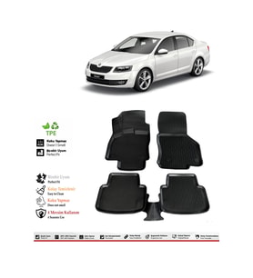 Skoda Octavia 2014 Model 4D Havuzlu Paspas