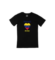 Karakas Venezuela Bayraklı Kalpli Siyah Tişört
