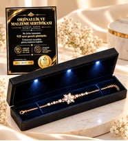 925 Ayar Gümüş Kadın Bileklik Gerçek Beyaz Ametist Taşlı Lotus Çiçeği Premium Işıklı Kutulu