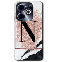 İnfinix Hot 40i Kılıf HD Desen Baskılı Kılıf - Pembe Mermer Desenli N Harfi