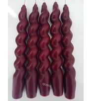 qosrix 5'li Bordo Italyan Burgulu Şamdan Soya Mumu Doğal Kokulu Uzun Çubuk Konik Burgu Spiral Mum Dekoratif