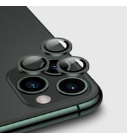 Apple Apple iPhone 11 Pro Max Kamera Lens Koruyucu HD Kalite Çerçeveli Tempered Glass Cam (Koyu Yeşil)