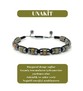 Sertifikalı Unakit Disk Model Doğal Taş Makrome Bileklik Ayarlanabilir Ölçü