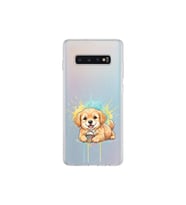 Samsung Galaxy S10 Plus ile Uyumlu Splash Köpek Tasarımlı Şeffaf Silikon Kılıf