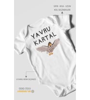Yavru Kartal Baskılı Bebek Zıbını – Çıtçıtlı Body  %100 Pamuk Kısa Kol (Beyaz)