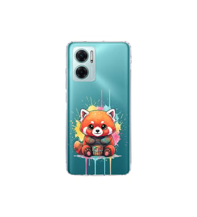 Redmi Note 11E ile Uyumlu Splash Tilki Tasarımlı Şeffaf Silikon Kılıf