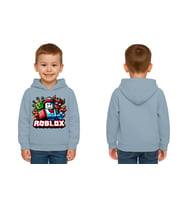 Unisex roblox Baskılı Çocuk Swaetshirt  Baskılı Kapüşonlu 3 İplik Şardonlu (Mavi)