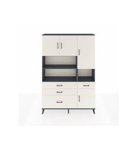 Arges Gardrop 9 Raflı 4 Çekmeceli 4 Kapaklı 132x30x195 Antrasit-Aytaşı