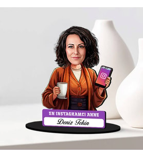 Anneye Hediye Instagramcı Anne Karikatürlü Biblo