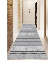 Dijital Baskılı Kaymaz Taban Yıkanabilir Modern Yolluk Ve Koridor Halısı NDU-HT-362 (Gri)