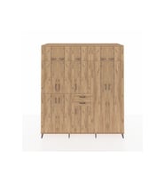 Kronos Dolap 10 Raflı 2 Çekmeceli 3 Askılı 220x59x243 Çam-Çam/Çam