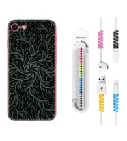 Apple iPhone 5 6 7 8 Plus Se XR Kılıf Kablo Koruma Spiral Silikon Sarmaşıklar 1675
