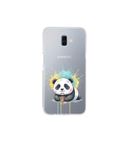Samsung Galaxy J6+ Plus ile Uyumlu Splash Panda Tasarımlı Şeffaf Silikon Kılıf