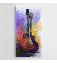 Elektro Gitar Boyalar Panoramik Kanvas Tablo