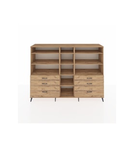 Hyperion Dolap 10 Raflı 6 Çekmeceli  220x44x163 Çam-Çam