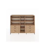 Hyperion Dolap 10 Raflı 6 Çekmeceli  220x44x163 Çam-Çam