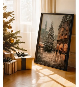 Çerçevesiz Poster Tarihi Şehir Meydanında Noel Ağacı