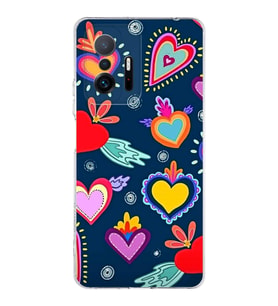 PrintiFy Xiaomi Mi 11T ile Uyumlu Retro Color 3  Kamera Korumalı Şeffaf  Kılıf
