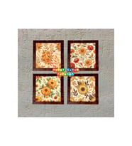 Ahşap Çerçeveli 4 Adet 20X20cm DÜZ RESİM TABLO (Çok Renkli)
