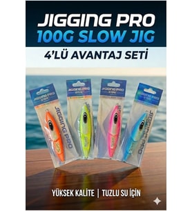 100g Slow Jig 4'lü Avantaj Seti - Derin Su ve Akıntı İçin Suni Yem