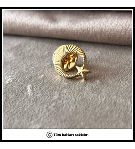 14 Ayar Altın Kaplama Ay Yıldız Yaka Rozeti