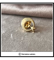 14 Ayar Altın Kaplama Ay Yıldız Yaka Rozeti