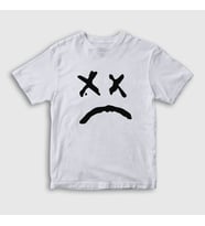 Presmono Unisex Çocuk Beyaz Sad Face Lil Peep T-Shirt 37995tt (Beyaz)