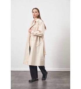 Tokalı Oversize Trenchcoat Ekru (A.Ekru)