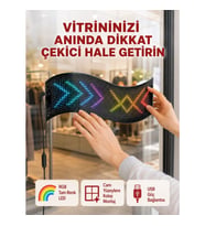 Mey İthalat® USB Girişli RGB LED Tabela Ayarlanabilir Parlaklık ve Kayan Yazı Özellikli