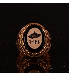 925 Ayar Gümüş Gök Türk Gri Kurt Yüzük - El Yapımı Vintage Tarzı Erkek Takısı