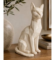 El Yapımı Kübik Kedi Heykeli Dekoratif El Yapımı Heykel Biblo 23 Cm El Yapımı