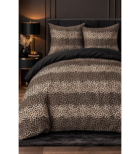 More Home Tek  Kişilik Yorgan Kılıfı + Yastık Kılıfı  Leopar Desenli Siyah