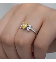 Gümüş Sarı Damla Zirkon Taşlı Kadın Yüzük