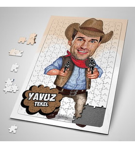 Kişiye Özel Hediye 240 Parça Yakışıklı Kovboy Karikatürlü Puzzle