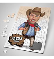 Kişiye Özel Hediye 240 Parça Yakışıklı Kovboy Karikatürlü Puzzle