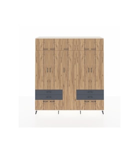 Hyperion Dolap 12 Raflı 4 Çekmeceli 2 Askılı 220x44x243 Aytaşı-Çam/Antrasit