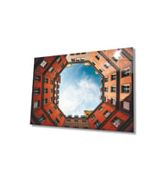 Miyrem Glasses Collection -A1^#  Geometrik Şekilli Turuncu Bina Cam Tablo, Temperli Dayanıklı Cam (Çok Renkli)