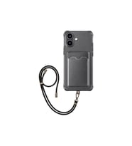 Apple iPhone 16 Kartlıklı Askı+Aparatlı Antişok Kılıf Siyah