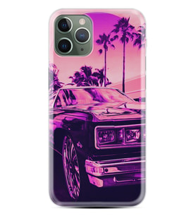 Apple iPhone 11 12 13 14 Pro Max Kılıf Desemli Silikon Mor Araba 1711