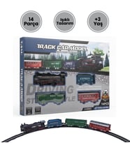 Pilli, Işıklı 14 Parça Oyuncak Tren SETİ - Track Car Model (Karışık)