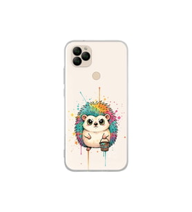 General Mobile GM 22S ile Uyumlu Splash Kirpi Tasarımlı Şeffaf Silikon Kılıf